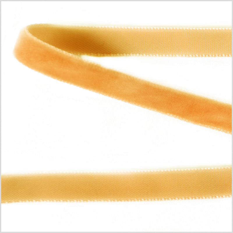 Single Faced Velvet Ribbon Made in Italy - 3/8" - Old Gold - Sabine Collection