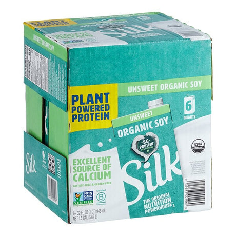 Silk Organic Unsweetened Soy Milk 32 fl. oz. - 6/Case