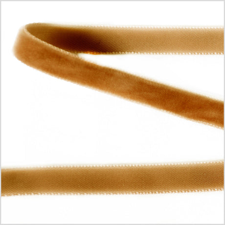 Single Faced Velvet Ribbon Made in Italy - 3/8" - Dark Mustard - Sabine Collection