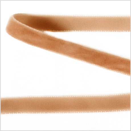 Single Faced Velvet Ribbon Made in Italy - 3/8" - Beige - Sabine Collection