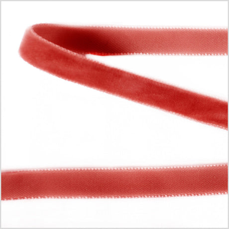 Single Faced Velvet Ribbon Made in Italy - 3/8" - Guava - Sabine Collection