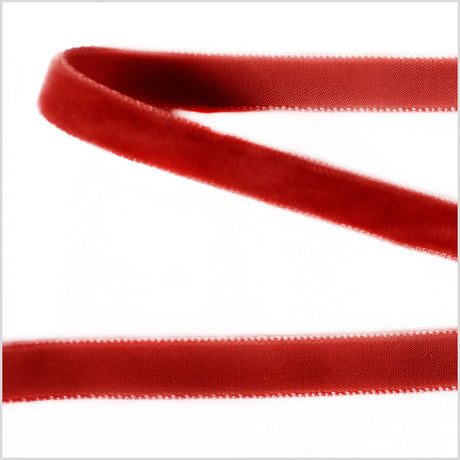 Single Faced Velvet Ribbon Made in Italy - 3/8" - Dark Rust - Sabine Collection