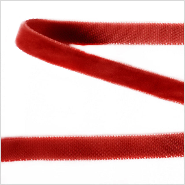 Single Faced Velvet Ribbon Made in Italy - 3/8" - Dark Rust - Sabine Collection