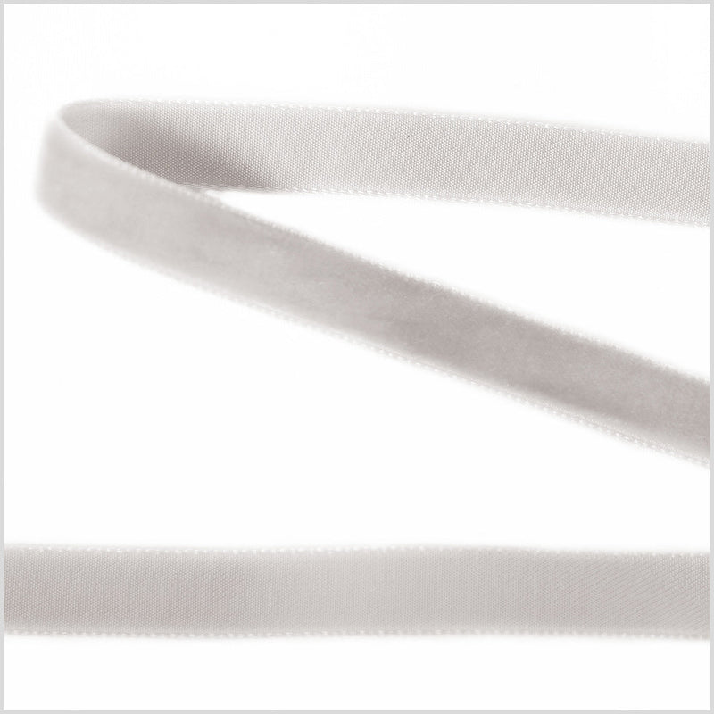 Single Faced Velvet Ribbon Made in Italy - 3/8" - Silver - Sabine Collection