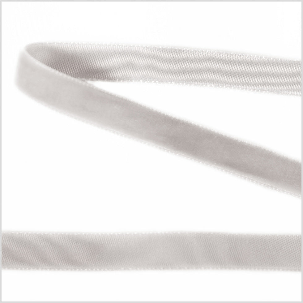 Single Faced Velvet Ribbon Made in Italy - 3/8" - Silver - Sabine Collection