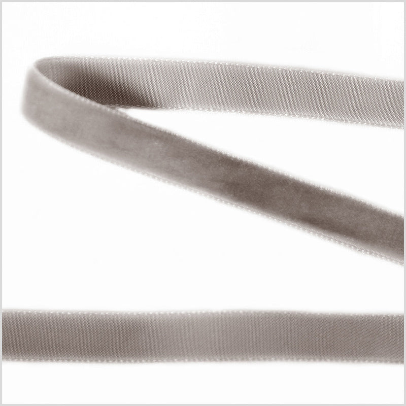 Single Faced Velvet Ribbon Made in Italy - 3/8" - Gray - Sabine Collection