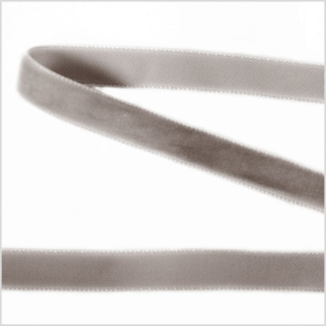 Single Faced Velvet Ribbon Made in Italy - 3/8" - Gray - Sabine Collection