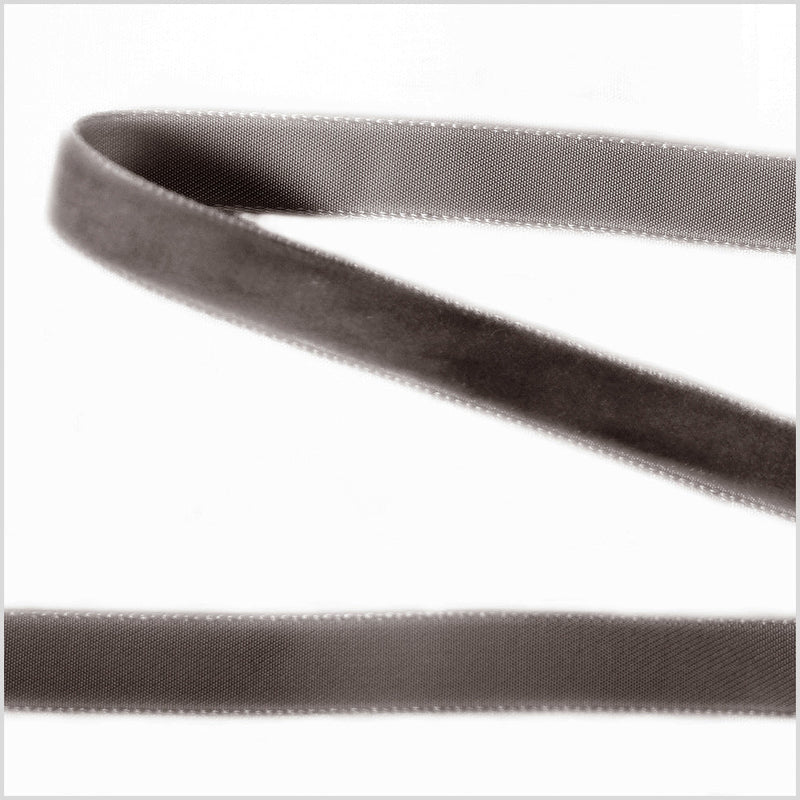 Single Faced Velvet Ribbon Made in Italy - 3/8" - Pewter - Sabine Collection