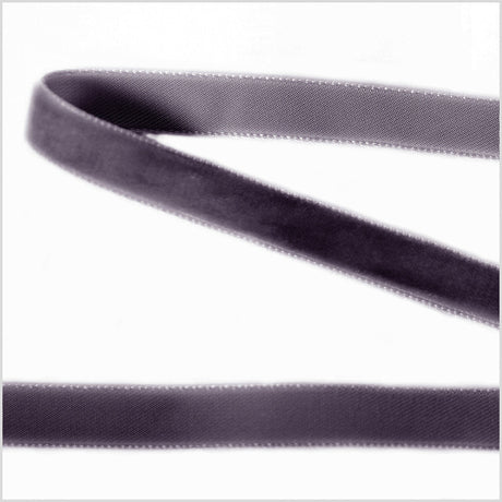 Single Faced Velvet Ribbon Made in Italy - 3/8" - Dark Gray - Sabine Collection