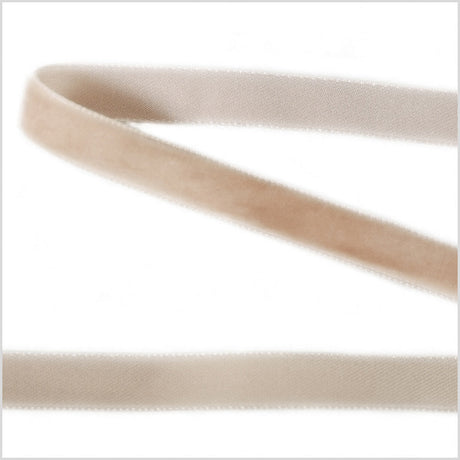 Single Faced Velvet Ribbon Made in Italy - 3/8" - Khaki - Sabine Collection