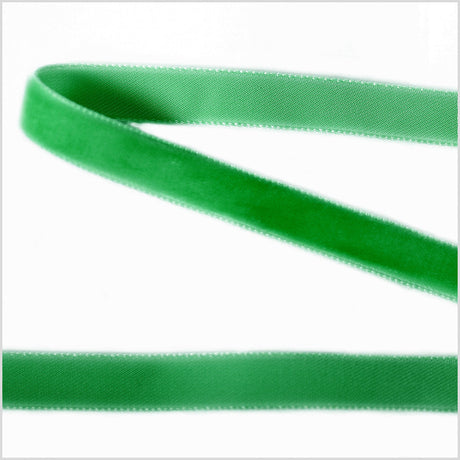 Single Faced Velvet Ribbon Made in Italy - 3/8" - Emerald - Sabine Collection