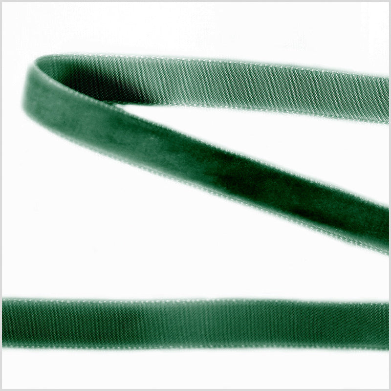 Single Faced Velvet Ribbon Made in Italy - 3/8" - Dark Green - Sabine Collection