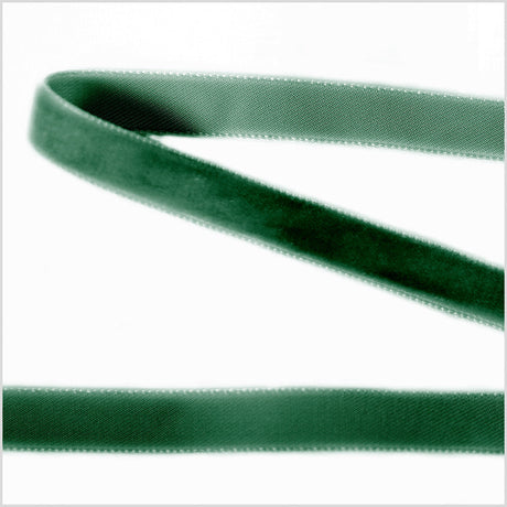 Single Faced Velvet Ribbon Made in Italy - 3/8" - Dark Green - Sabine Collection