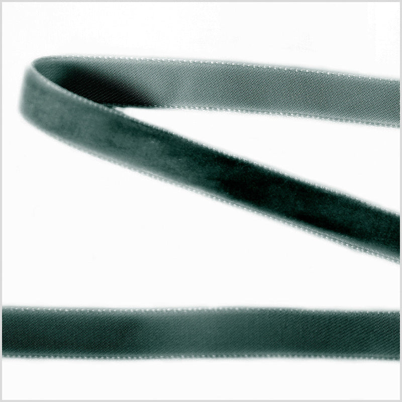 Single Faced Velvet Ribbon Made in Italy - 3/8" - Midnight Green - Sabine Collection