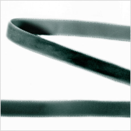 Single Faced Velvet Ribbon Made in Italy - 3/8" - Midnight Green - Sabine Collection