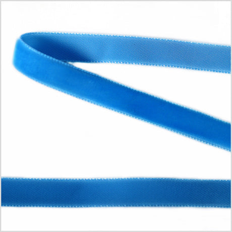 Single Faced Velvet Ribbon Made in Italy - 3/8" - Evening Blue - Sabine Collection