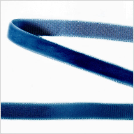 Single Faced Velvet Ribbon Made in Italy - 3/8" - Navy - Sabine Collection
