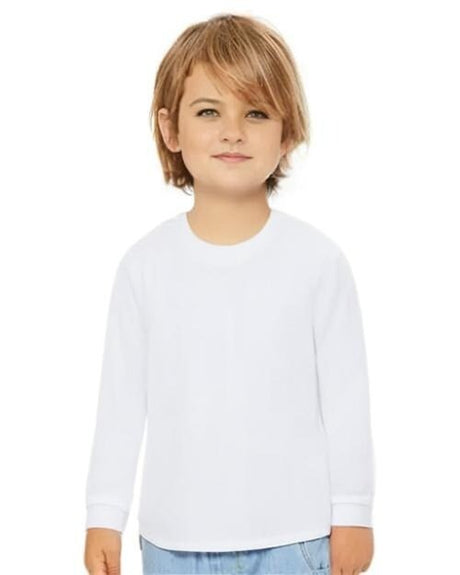 Image 1: Bella Canvas Toddler Jersey Long Sleeve TeeImage 2: Soft jersey long sleeve toddler shirtImage 3: Premium Bella Canvas kids apparelImage 4: Blank toddler shirt for custom designsImage 5: Comfortable everyday toddler clothingImage 6: Lightweight children's long sleeve tee