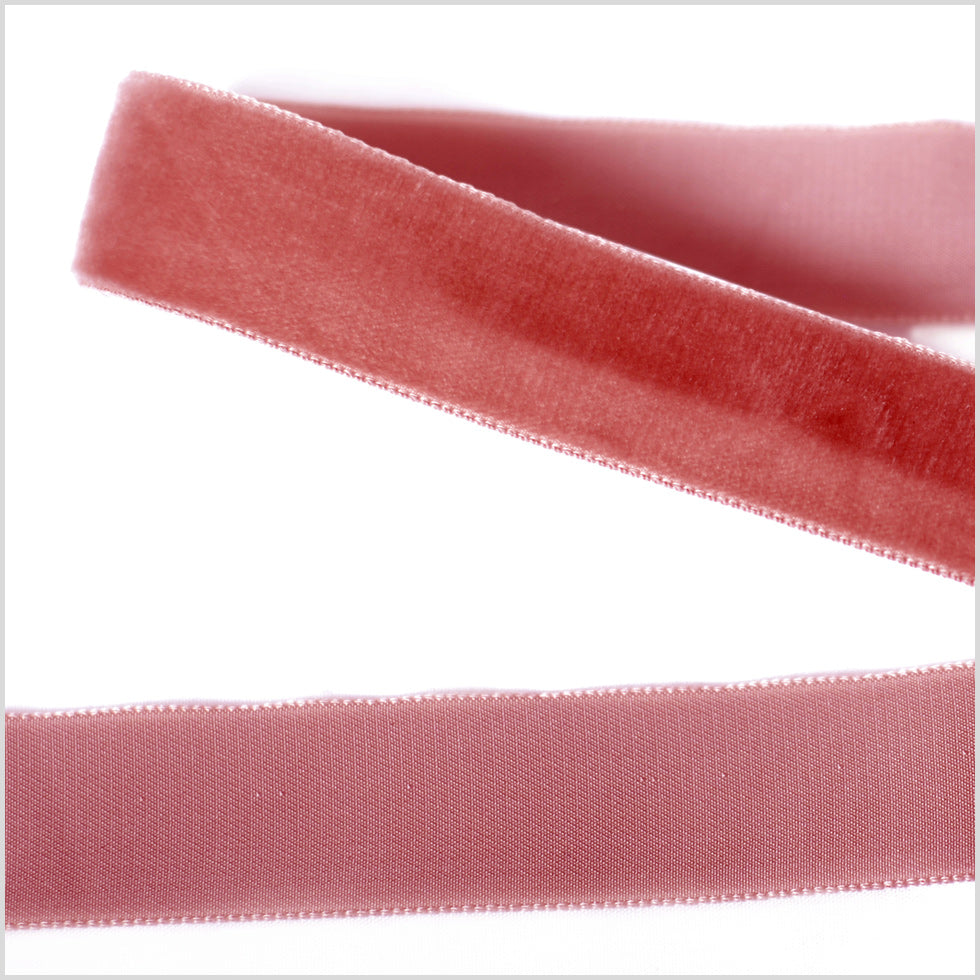 Single Faced Velvet Ribbon Made in Italy - 7/8" - Old Rose - Sabine Collection