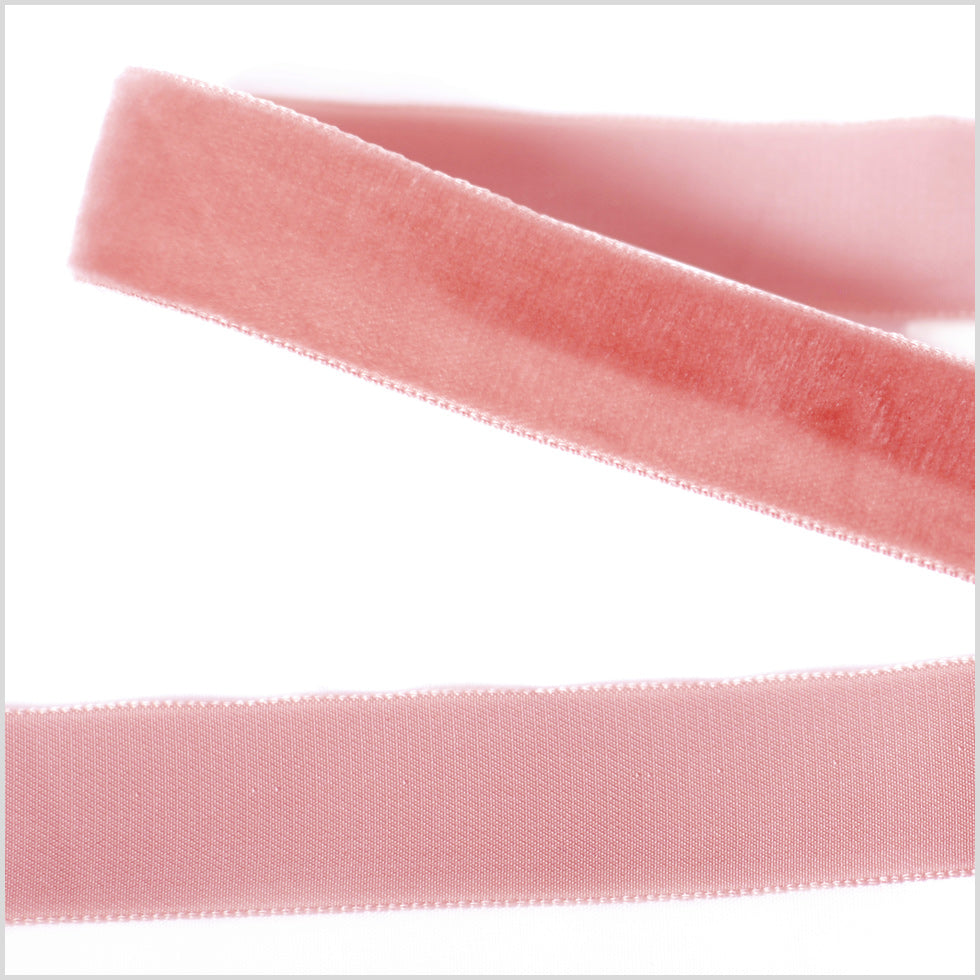 Single Faced Velvet Ribbon Made in Italy - 7/8" - Light Peach - Sabine Collection