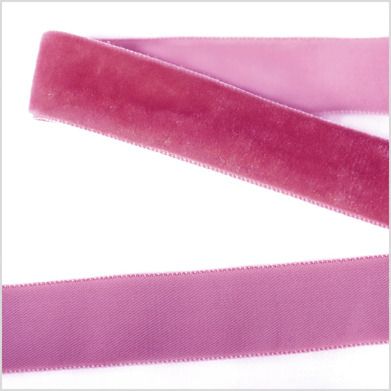 Single Faced Velvet Ribbon Made in Italy - 7/8" - Beauty Pink - Sabine Collection
