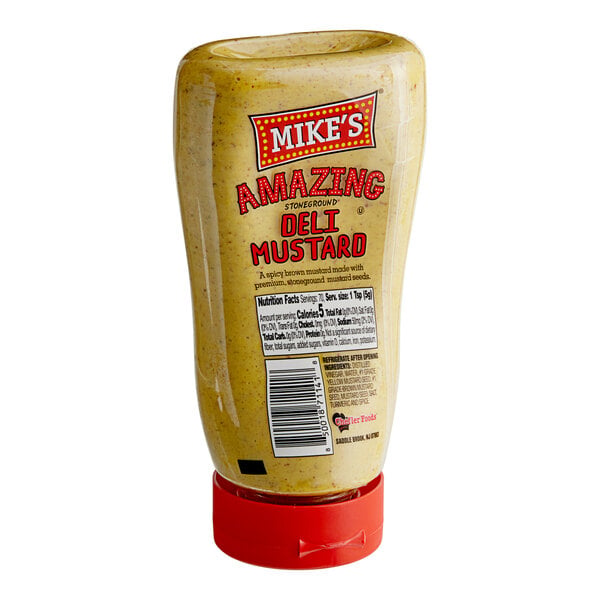 Mike's Amazing Stoneground Deli Mustard Squeeze Bottle 12.5 oz. - 12/Case