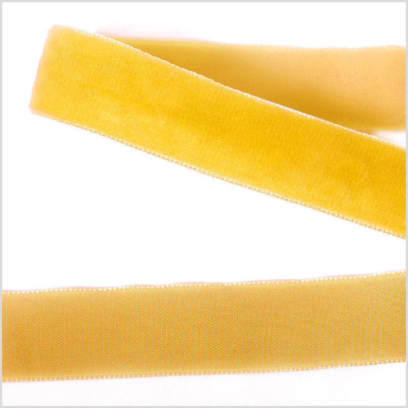 Single Faced Velvet Ribbon Made in Italy - 7/8" - Yellow - Sabine Collection