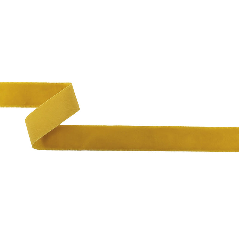 Single Faced Velvet Ribbon Made in Italy - 7/8" - Mustard - Sabine Collection