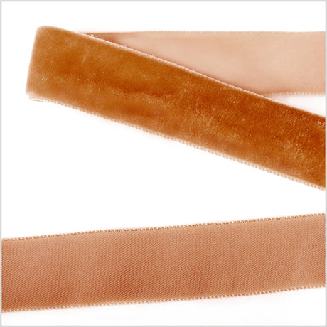 Single Faced Velvet Ribbon Made in Italy - 7/8" - Light Rust - Sabine Collection