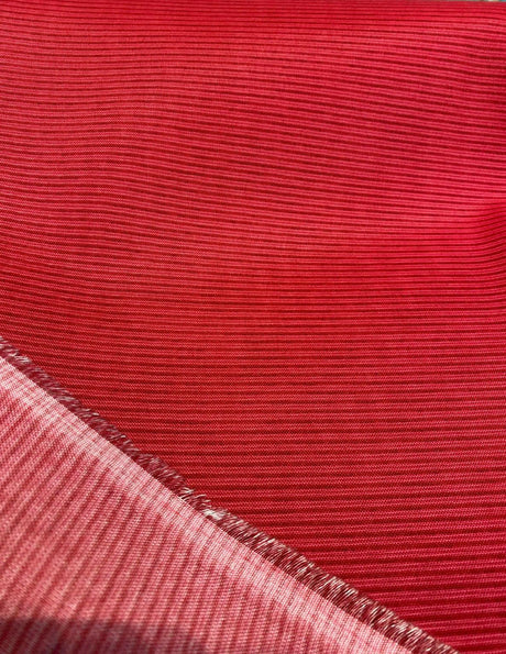 Bryant Outdoor Red Verticality Ticking Stripes Polyester Fabric - Red Vertical Stripes, 56" Width (1 Yard)