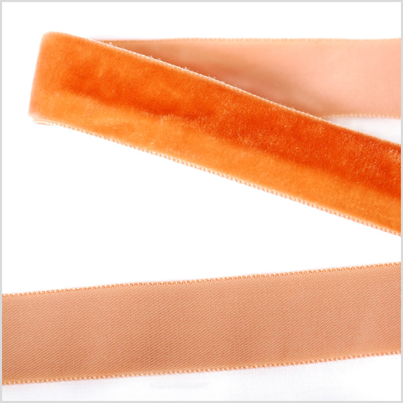 Single Faced Velvet Ribbon Made in Italy - 7/8" - Tangerine - Sabine Collection