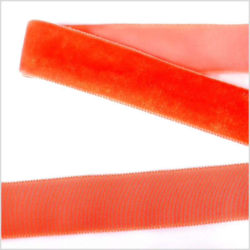 Single Faced Velvet Ribbon Made in Italy - 7/8" - Bright Orange - Sabine Collection