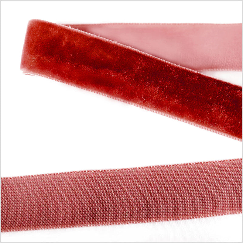 Single Faced Velvet Ribbon Made in Italy - 7/8" - Scarlet - Sabine Collection
