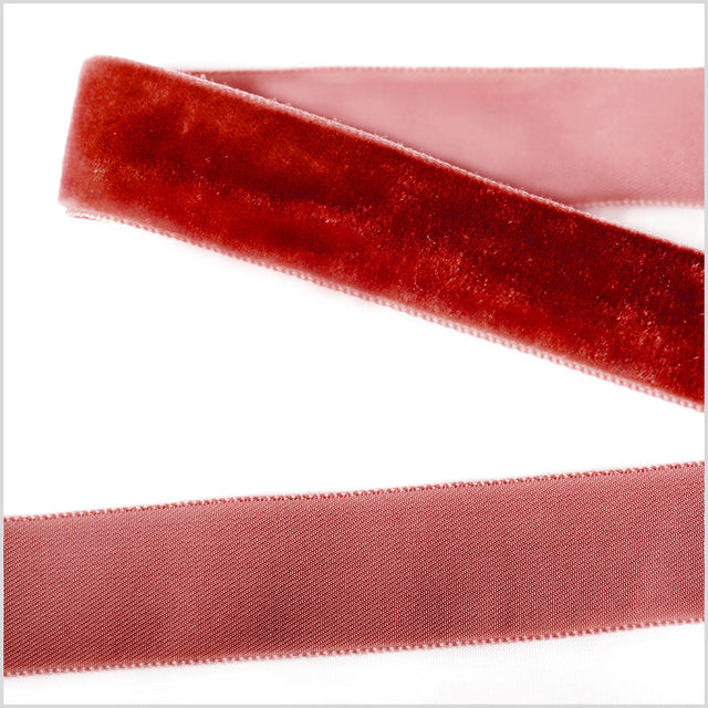 Single Faced Velvet Ribbon Made in Italy - 7/8" - Scarlet - Sabine Collection