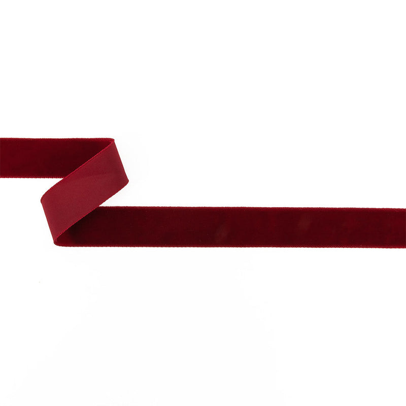 Single Faced Velvet Ribbon Made in Italy - 7/8" - Dark Red - Sabine Collection