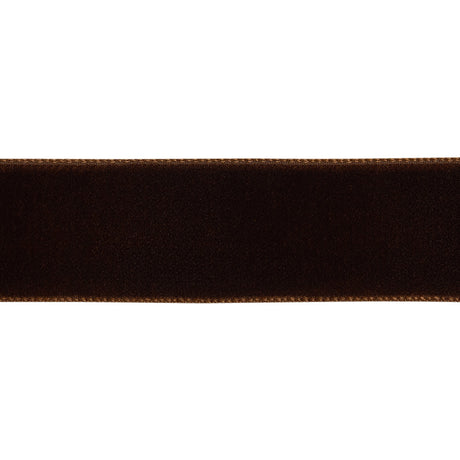 Single Faced Velvet Ribbon Made in Italy - 7/8" - Brown - Sabine Collection