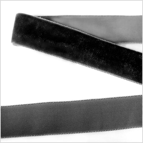 Single Faced Velvet Ribbon Made in Italy - 7/8" - Black - Sabine Collection