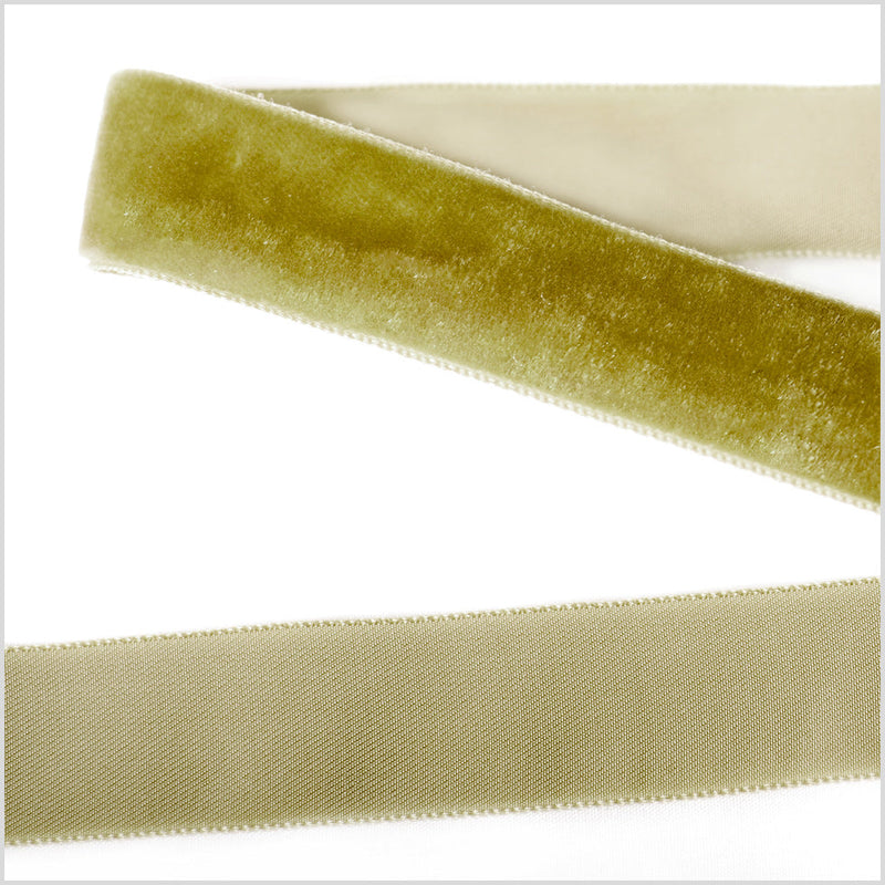 Single Faced Velvet Ribbon Made in Italy - 7/8" - Olive - Sabine Collection
