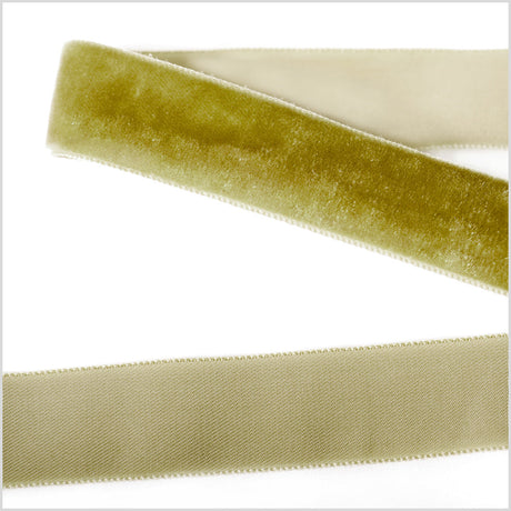 Single Faced Velvet Ribbon Made in Italy - 7/8" - Olive - Sabine Collection