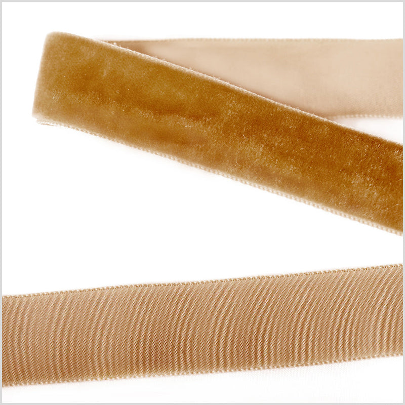 Single Faced Velvet Ribbon Made in Italy - 7/8" - Dark Mustard - Sabine Collection