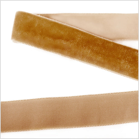 Single Faced Velvet Ribbon Made in Italy - 7/8" - Dark Mustard - Sabine Collection