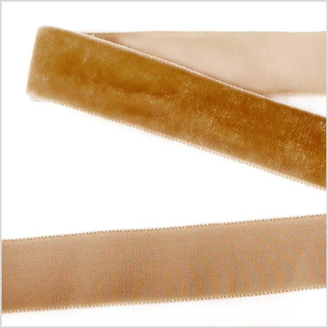Single Faced Velvet Ribbon Made in Italy - 7/8" - Dark Mustard - Sabine Collection