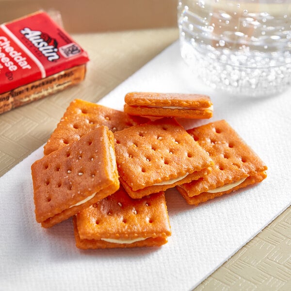 Austin Cheddar Cheese on Cheese Sandwich Crackers 1.38 oz. - 96/Case