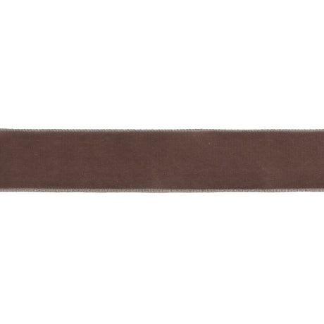 Single Faced Velvet Ribbon Made in Italy - 7/8" - Dark Tan - Sabine Collection