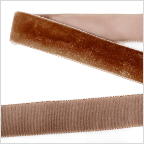 Single Faced Velvet Ribbon Made in Italy - 7/8" - Light Brown - Sabine Collection