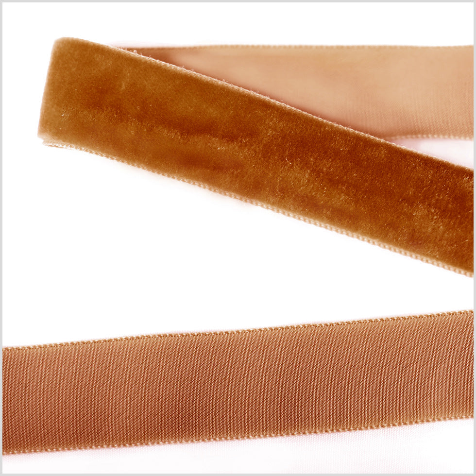 Single Faced Velvet Ribbon Made in Italy - 7/8" - Tan - Sabine Collection