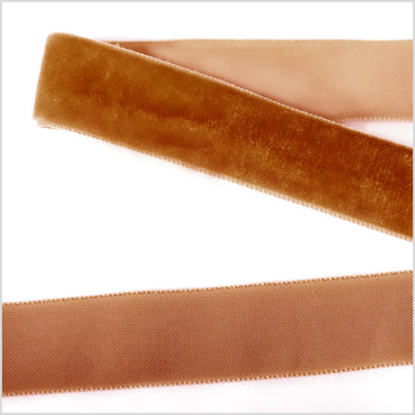 Single Faced Velvet Ribbon Made in Italy - 7/8" - Tan - Sabine Collection