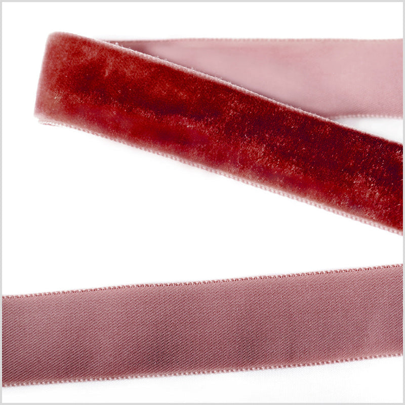 Single Faced Velvet Ribbon Made in Italy - 7/8" - Dark Rust - Sabine Collection