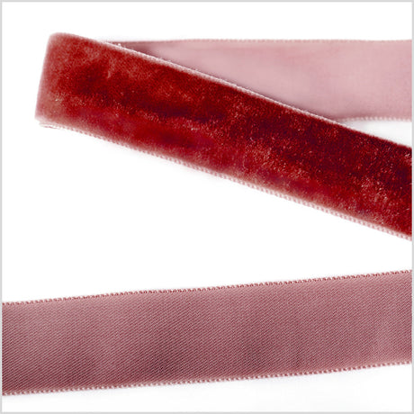 Single Faced Velvet Ribbon Made in Italy - 7/8" - Dark Rust - Sabine Collection