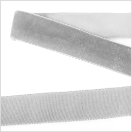Single Faced Velvet Ribbon Made in Italy - 7/8" - Silver - Sabine Collection